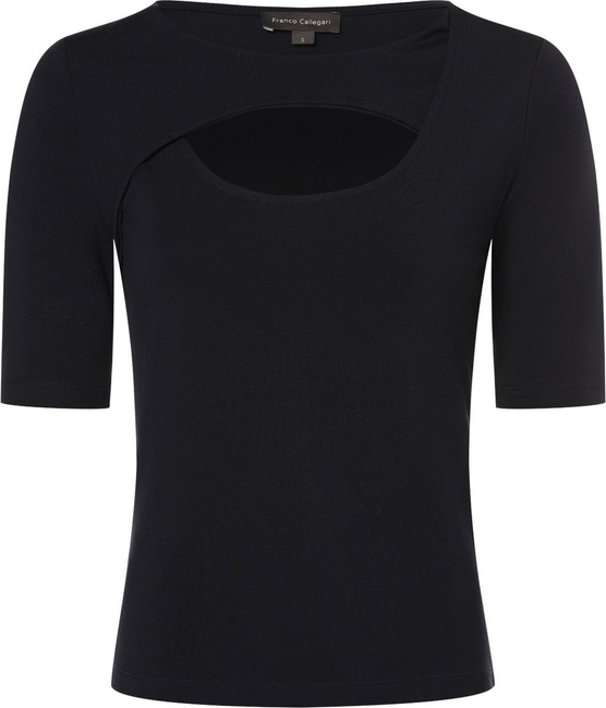 Czarna bluzka Franco Callegari w stylu casual z okrągłym dekoltem