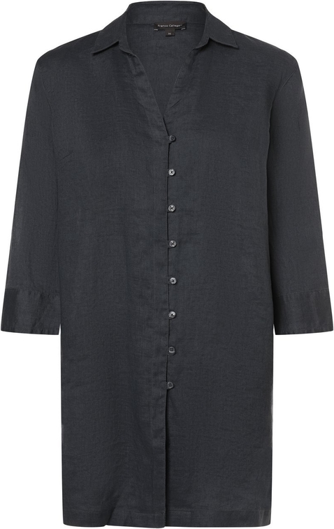 Czarna bluzka Franco Callegari z dekoltem w kształcie litery v z długim rękawem z lnu
