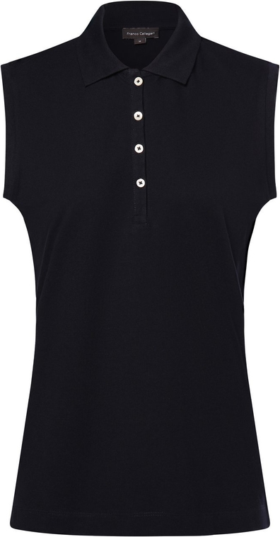 Czarna bluzka Franco Callegari z krótkim rękawem z kołnierzykiem w stylu casual