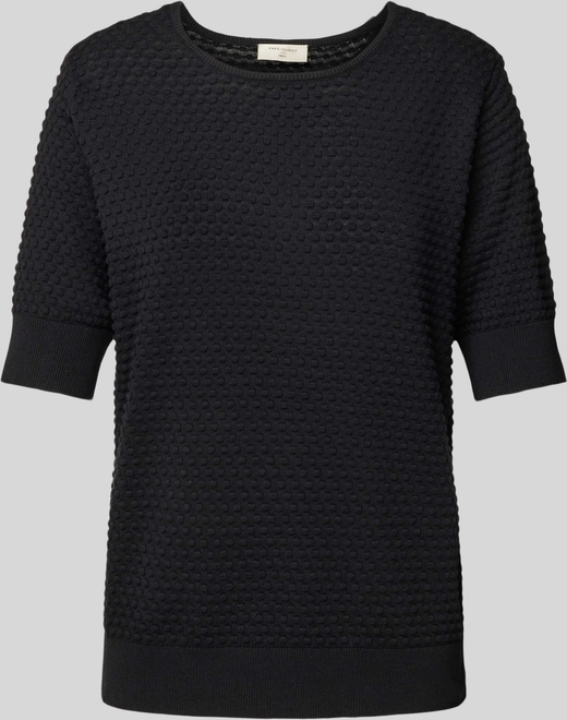 Czarna bluzka Free/quent z bawełny z okrągłym dekoltem z krótkim rękawem