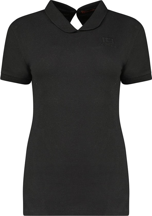Czarna bluzka Geographical Norway w stylu casual z krótkim rękawem