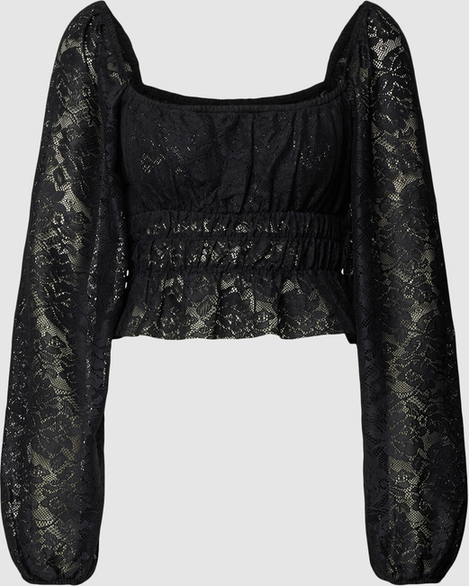 Czarna bluzka Gina Tricot w stylu glamour z długim rękawem