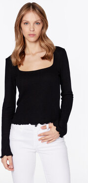 Czarna bluzka Gina Tricot z długim rękawem z okrągłym dekoltem w stylu casual
