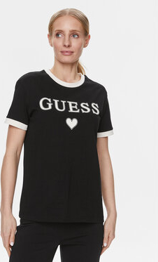 Czarna bluzka Guess z okrągłym dekoltem