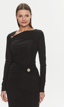 Czarna bluzka Guess z okrągłym dekoltem w stylu casual z długim rękawem