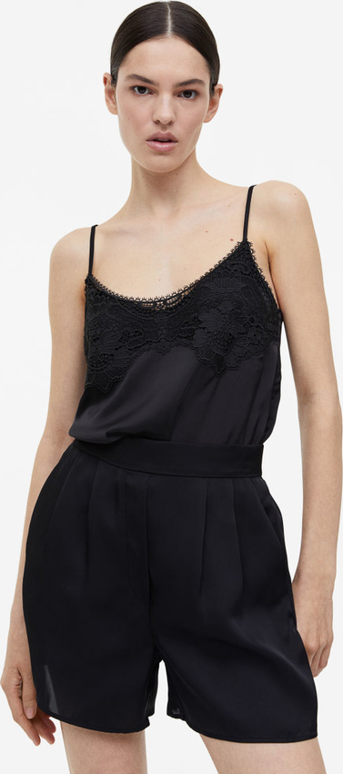 Czarna bluzka H & M na ramiączkach w stylu casual
