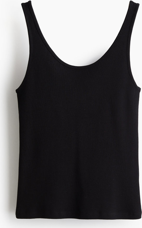 Czarna bluzka H & M na ramiączkach z dżerseju w stylu casual