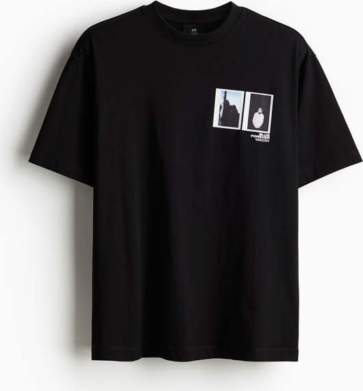 Czarna bluzka H & M z krótkim rękawem z dżerseju