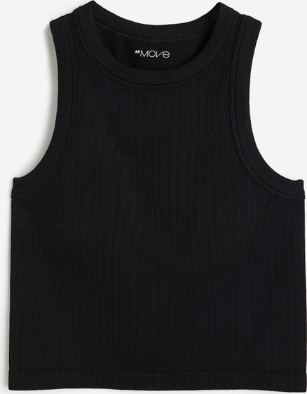 Czarna bluzka H & M z okrągłym dekoltem w sportowym stylu