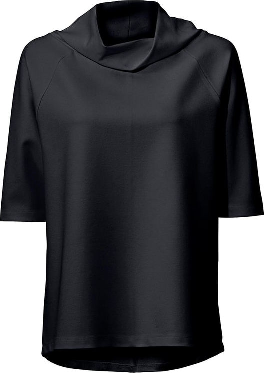 Czarna bluzka Heine z krótkim rękawem z okrągłym dekoltem w stylu casual