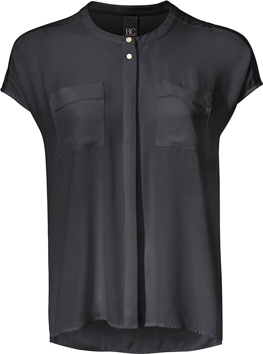 Czarna bluzka Heine z okrągłym dekoltem w stylu casual z krótkim rękawem