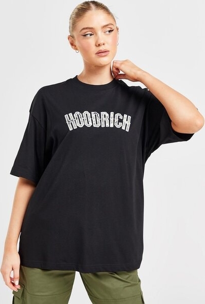 Czarna bluzka Hoodrich z okrągłym dekoltem z krótkim rękawem w młodzieżowym stylu