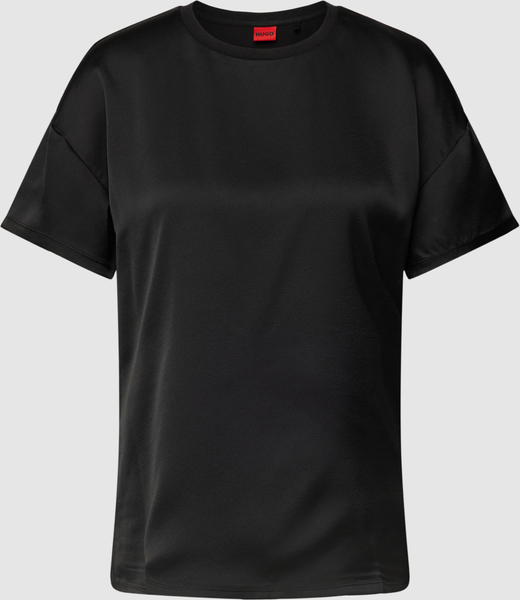 Czarna bluzka Hugo Boss w stylu casual z okrągłym dekoltem