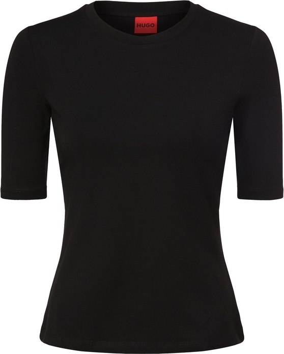 Czarna bluzka Hugo Boss z okrągłym dekoltem z krótkim rękawem w stylu casual