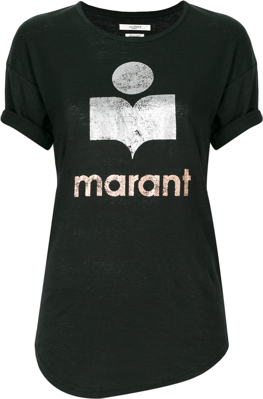 Czarna bluzka Isabel Marant Étoile w street stylu z krótkim rękawem