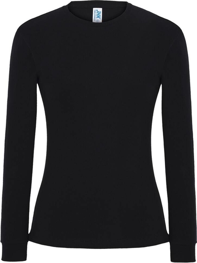 Czarna bluzka JK Collection w stylu casual z długim rękawem z okrągłym dekoltem