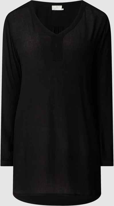 Czarna bluzka Kaffe z długim rękawem z dekoltem w kształcie litery v