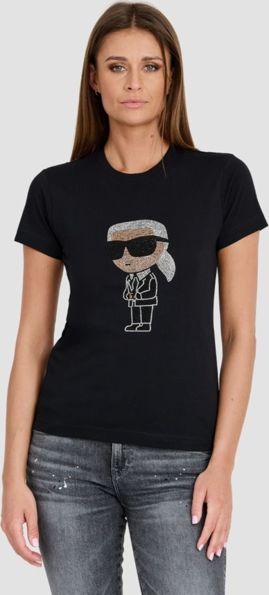 Czarna bluzka Karl Lagerfeld z okrągłym dekoltem w młodzieżowym stylu