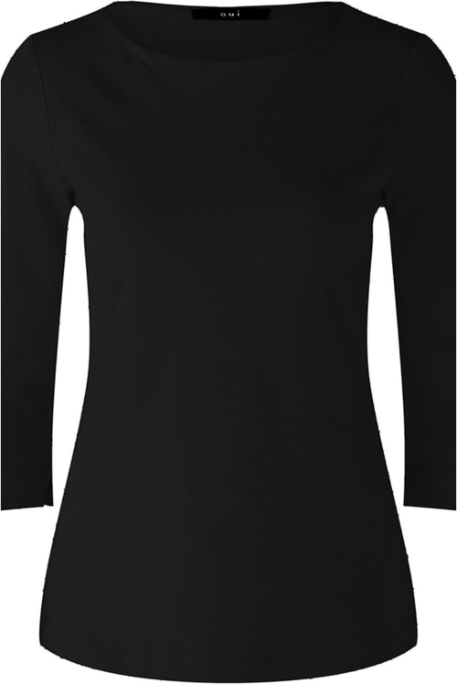 Czarna bluzka Limango Polska z okrągłym dekoltem z długim rękawem w stylu casual