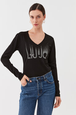 Czarna bluzka Liu-Jo z dekoltem w kształcie litery v w stylu casual