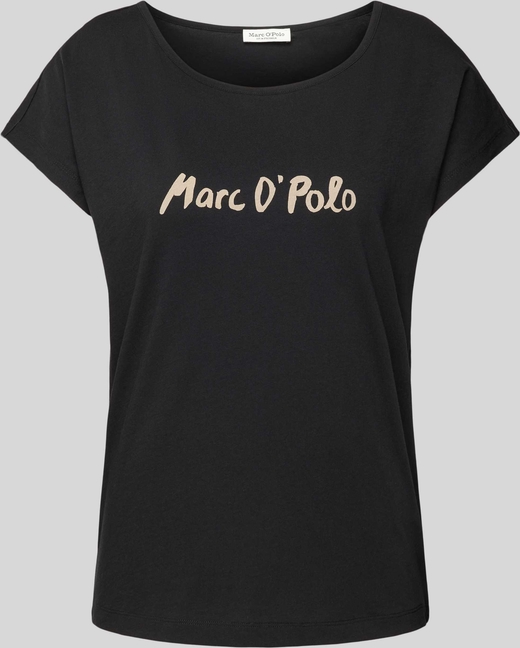 Czarna bluzka Marc O'Polo z okrągłym dekoltem w młodzieżowym stylu z krótkim rękawem