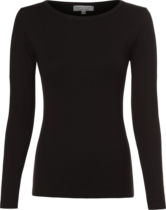 Czarna bluzka Marie Lund z bawełny w stylu casual z okrągłym dekoltem