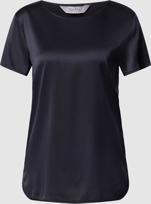 Czarna bluzka MaxMara Leisure z okrągłym dekoltem z jedwabiu w stylu casual