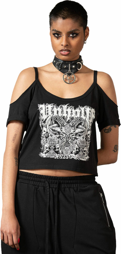 Czarna bluzka Metal-shop w młodzieżowym stylu z bawełny