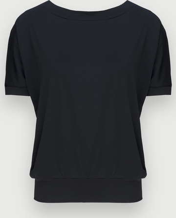 Czarna bluzka Molton z krótkim rękawem z okrągłym dekoltem w stylu casual
