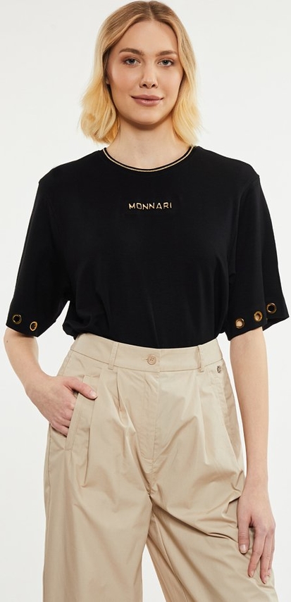 Czarna bluzka Monnari z krótkim rękawem