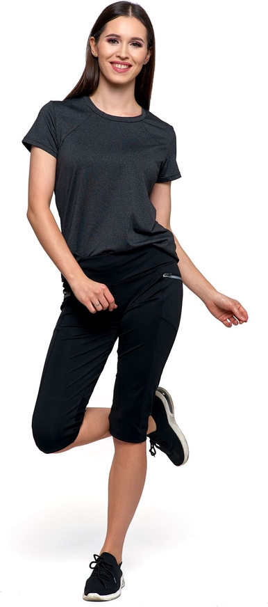Czarna bluzka Moraj z okrągłym dekoltem w sportowym stylu z krótkim rękawem