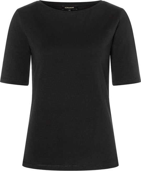 Czarna bluzka More & More z krótkim rękawem z bawełny w stylu casual