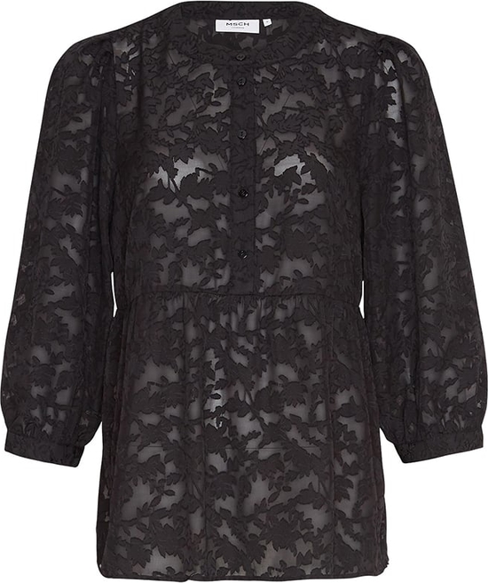 Czarna bluzka Moss Copenhagen z długim rękawem w stylu casual z okrągłym dekoltem