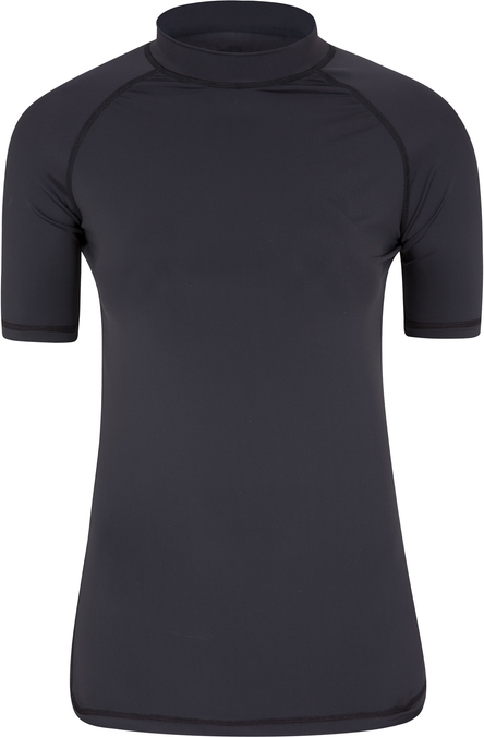 Czarna bluzka Mountain Warehouse z golfem w stylu casual z krótkim rękawem