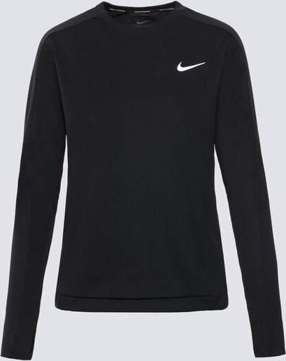 Czarna bluzka Nike w sportowym stylu z okrągłym dekoltem z długim rękawem