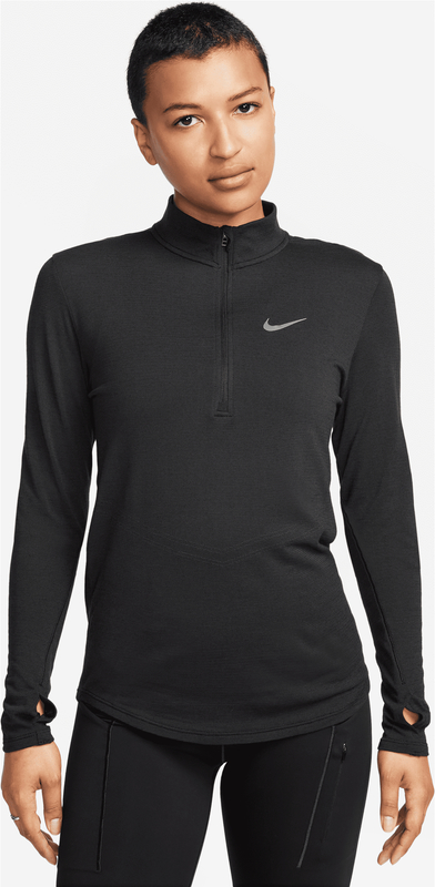 Czarna bluzka Nike w sportowym stylu z wełny z długim rękawem