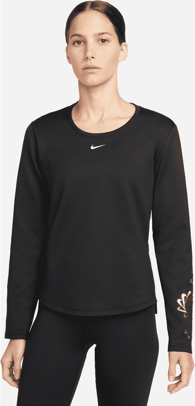 Czarna bluzka Nike z okrągłym dekoltem z długim rękawem