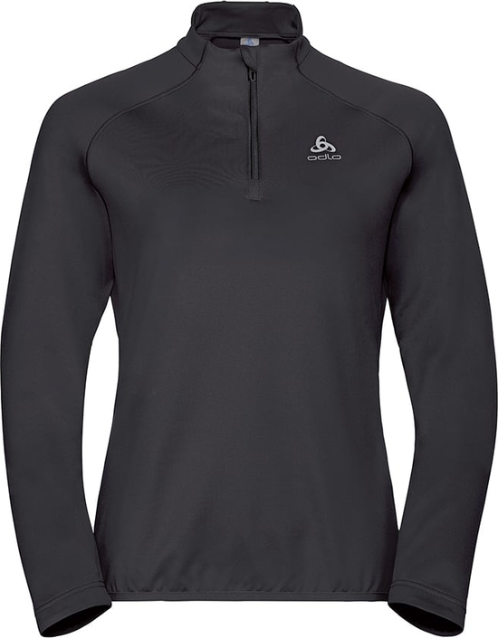 Czarna bluzka ODLO z długim rękawem w sportowym stylu z golfem