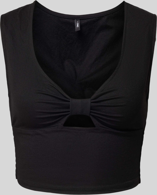 Czarna bluzka Only z bawełny na ramiączkach z dekoltem w kształcie litery v