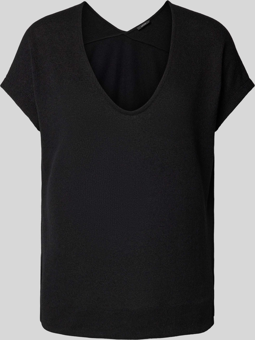 Czarna bluzka Opus z krótkim rękawem z dekoltem w kształcie litery v