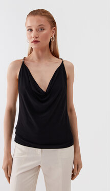 Czarna bluzka Patrizia Pepe na ramiączkach w stylu casual z dekoltem w kształcie litery v