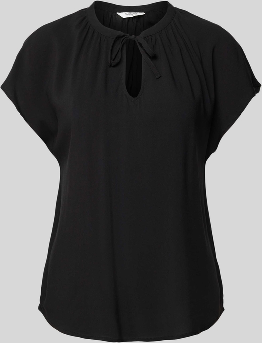 Czarna bluzka Peek&Cloppenburg z okrągłym dekoltem w stylu casual z krótkim rękawem