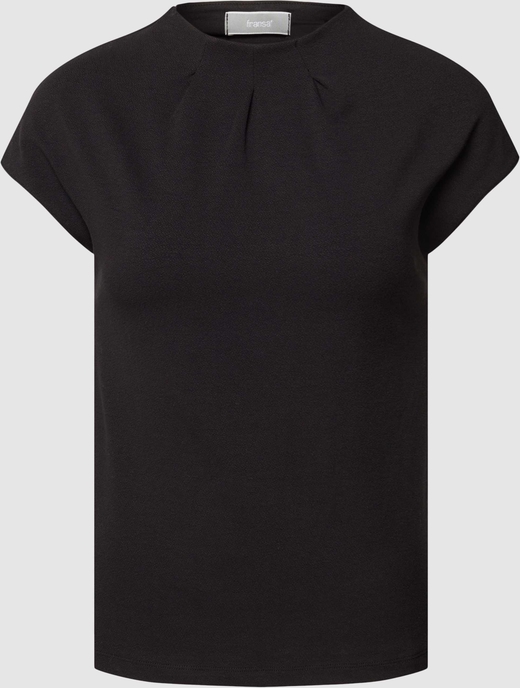 Czarna bluzka Peek&Cloppenburg z okrągłym dekoltem z krótkim rękawem