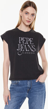 Czarna bluzka Pepe Jeans z krótkim rękawem
