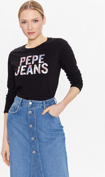 Czarna bluzka Pepe Jeans z okrągłym dekoltem w młodzieżowym stylu
