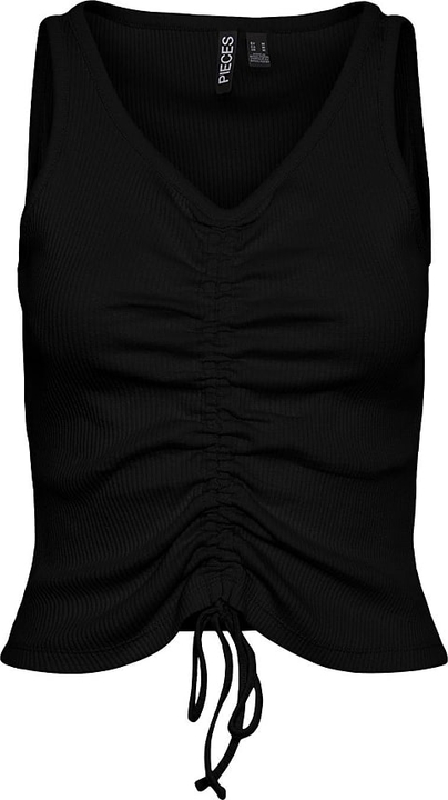 Czarna bluzka Pieces na ramiączkach z dekoltem w kształcie litery v