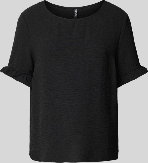 Czarna bluzka Pieces w stylu casual z okrągłym dekoltem