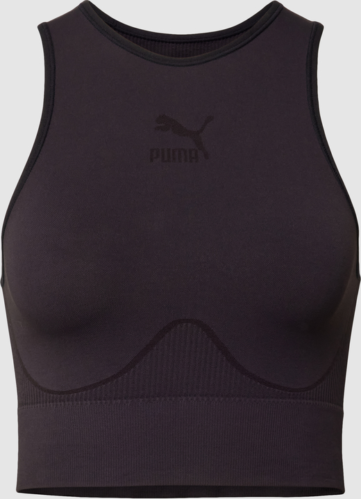 Czarna bluzka Puma w sportowym stylu z okrągłym dekoltem na ramiączkach