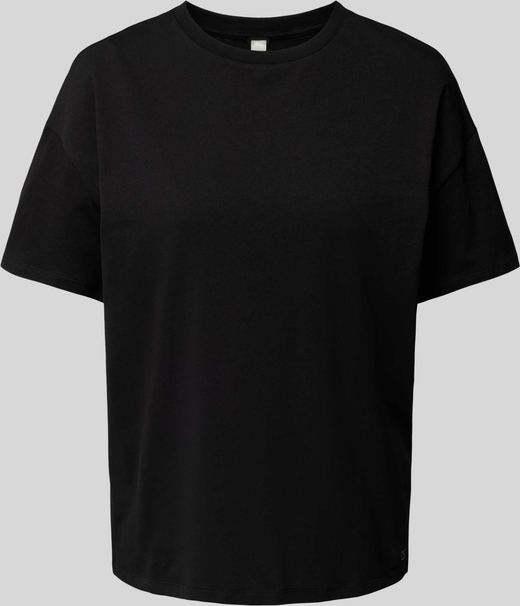 Czarna bluzka Qs z bawełny z okrągłym dekoltem