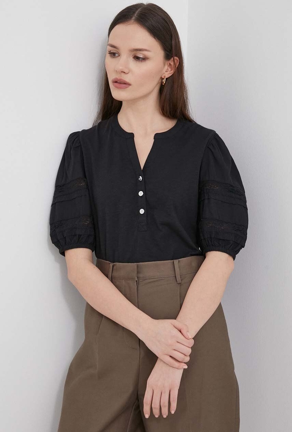 Czarna bluzka Ralph Lauren w stylu casual